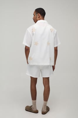 Oversized Crotchet Applique Shirt and Short Set