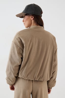 DSGN Studio Faux Suede Padded Zip Through Bomber Jacket