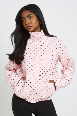 Polka Dot Funnel Neck Jacket