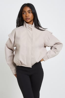 Shoulder Detail Funnel Neck Jacket