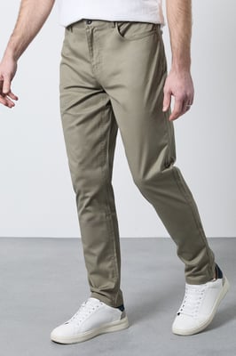 Khaki Smart Cotton Textured Slim Fit Jeans