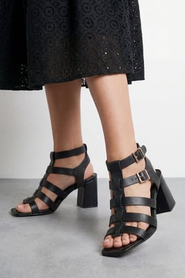 Faith: Nikkie Faux Leather Block Heel Gladiator Sandals