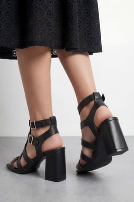 Faith: Nikkie Faux Leather Block Heel Gladiator Sandals