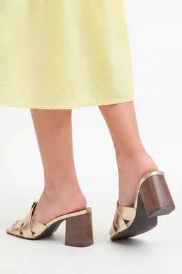 Brooklyn Faux Leather Block Heel Mules