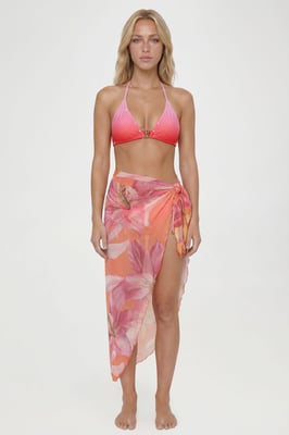 Floral Print Sheer Mesh Beach Sarong