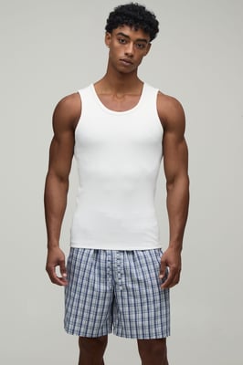 Ribbed Muscle Fit Vest & Baggy Fit Short Lounge Set
