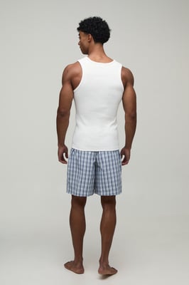 Ribbed Muscle Fit Vest & Baggy Fit Short Lounge Set