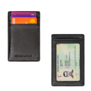 Men’s RFID Genuine Leather Card Holder Wallet, Slim ID & Card Case in Black
