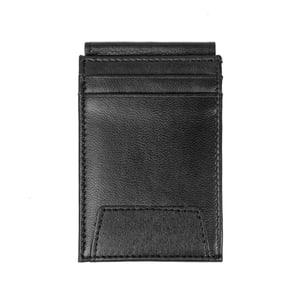 Men’s Genuine Leather RFID Card Holder, Black Slim Wallet with ID Window