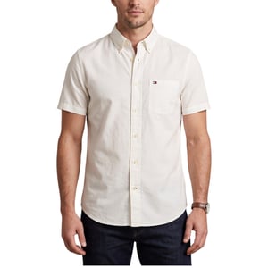 TOMMY HILFIGER Mens Shirt Oxford Lightweight Short Sleeve Regular Fit Summer Top
