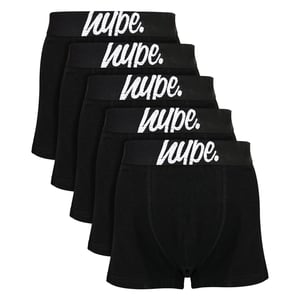 5 Pack Boys Cotton Rich Boxer Shorts Black Stretch Underwear