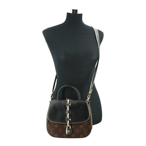 Louis Vuitton stoffen schoudertas met ketting.