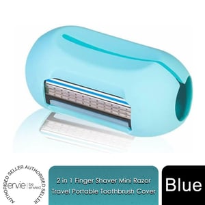 Envie 2 in 1 Finger Shaver Mini Razor Blue Travel Portable Safety Cover Compact