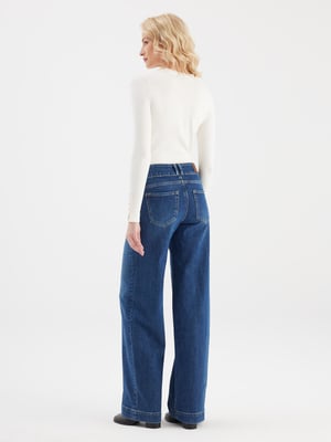Carlotta jeans met middelhoge taille en lange pijpen, 5 zakken, donkerblauw