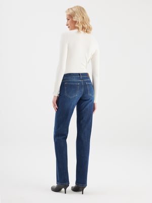 Diva jeans met middelhoge taille en lange pijpen, 5 zakken, donkerblauw