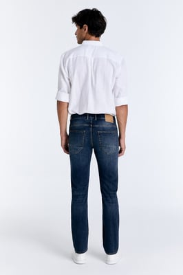 Lance jeans met middelhoge taille, normale lengte en 5 zakken, donkerblauw