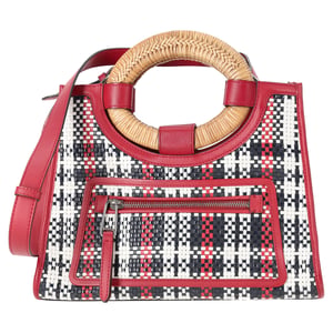 Fendi Runaway Plaid Shopper Tote Bag in Red Canvas