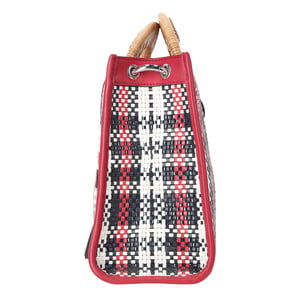 Fendi Runaway Plaid Shopper Tote Bag in Red Canvas