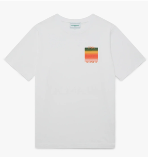 Casablanca Men's Gradient Square Logo Printed T-Shirt White