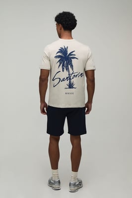 Regular Fit Palm Print T-Shirt & Short Set