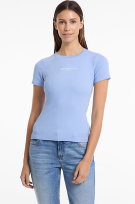 Guess Slim Rib Tee Blue