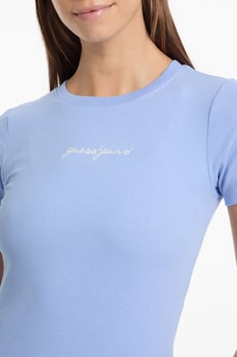 Guess Slim Rib Tee Blue