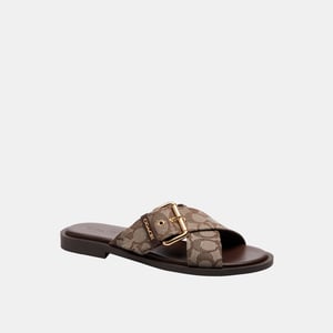 Crisscross Buckle Sandal In Signature Jacquard