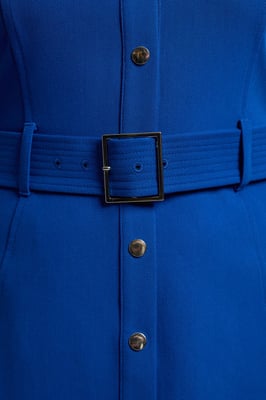 Plus Size Tailored Belted Midi Shirt Dress