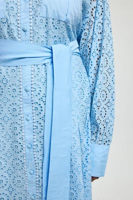Plus Size Cotton Broderie Belted Shirt Dress