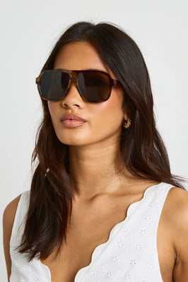 Chunky Brown Lens Aviator Sunglasses