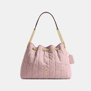 Evelyn Shoulder Bag In Loved Denim With Quilting And Charm