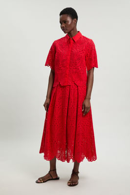 Cotton Broderie Short Sleeve Blouse