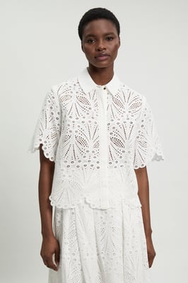 Cotton Broderie Short Sleeve Blouse