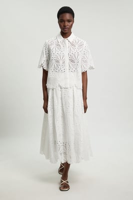 Cotton Broderie Short Sleeve Blouse