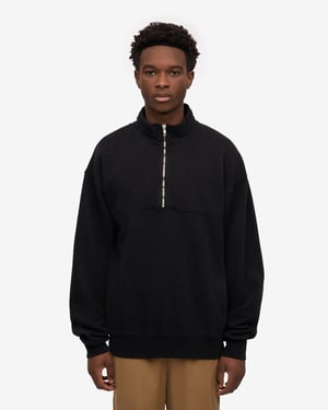 Long Sleeve Half Zip Collared Quarter Zip Sweatshirt in Black Sweatshirt