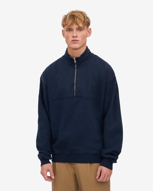 Long Sleeve Half Zip Collared Quarter Zip Sweatshirt in Dark Blue Sweatshirt