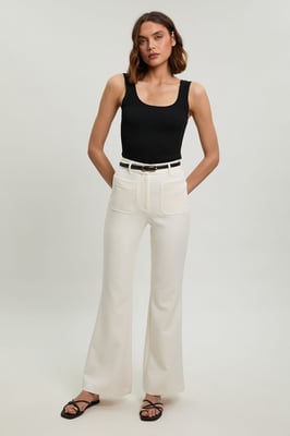 Petite Compact Stretch Pocket Straight Leg Trousers