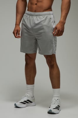 Man Active Colour Block Zip Pocket 7inch Gym Shorts
