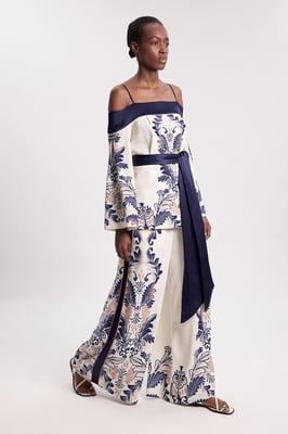 Scarf Print Woven Wide Leg Trouser