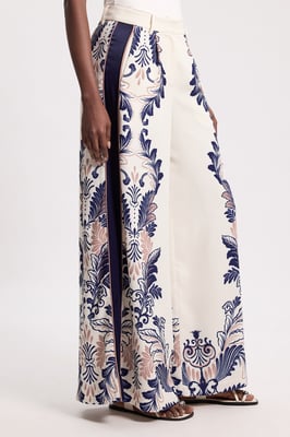 Scarf Print Woven Wide Leg Trouser