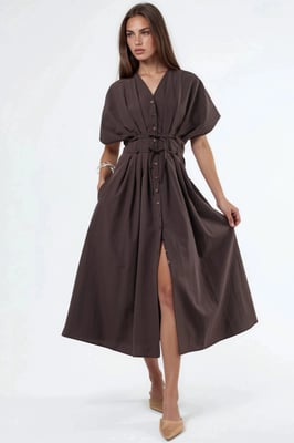 Casual V-hals Midi Shirtjurk