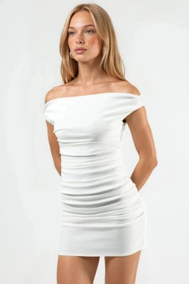 Off Shoulder Bootneck Mini Jurk