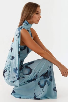 Strapless Gedrukt Bodycon Maxijurk