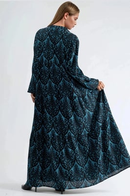 Comfort Fit Patterned Maxi Dress with V-Neck