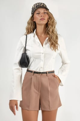 High Waist Wide Leg Mini Shorts