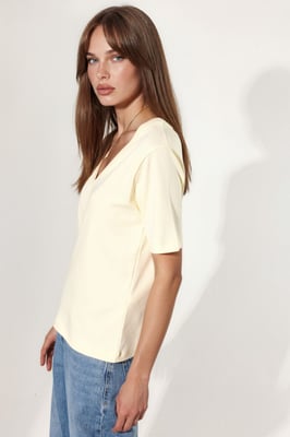 V-hals Effen Regular Fit Katoenen T-Shirt