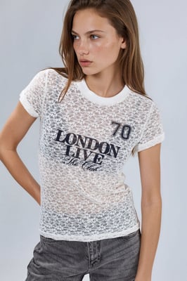 Lacemotief Gedrukte Crew Neck T-Shirt
