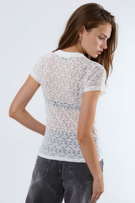 Lacemotief Gedrukte Crew Neck T-Shirt