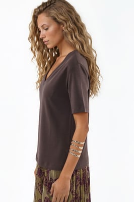 V-hals Effen Regular Fit Katoenen T-shirt