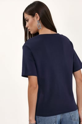 V-hals Effen Regular Fit Katoenen T-Shirt